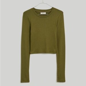 Madewell Fine Ribbed Supercrop Crewneck Long-Sleeve Tee